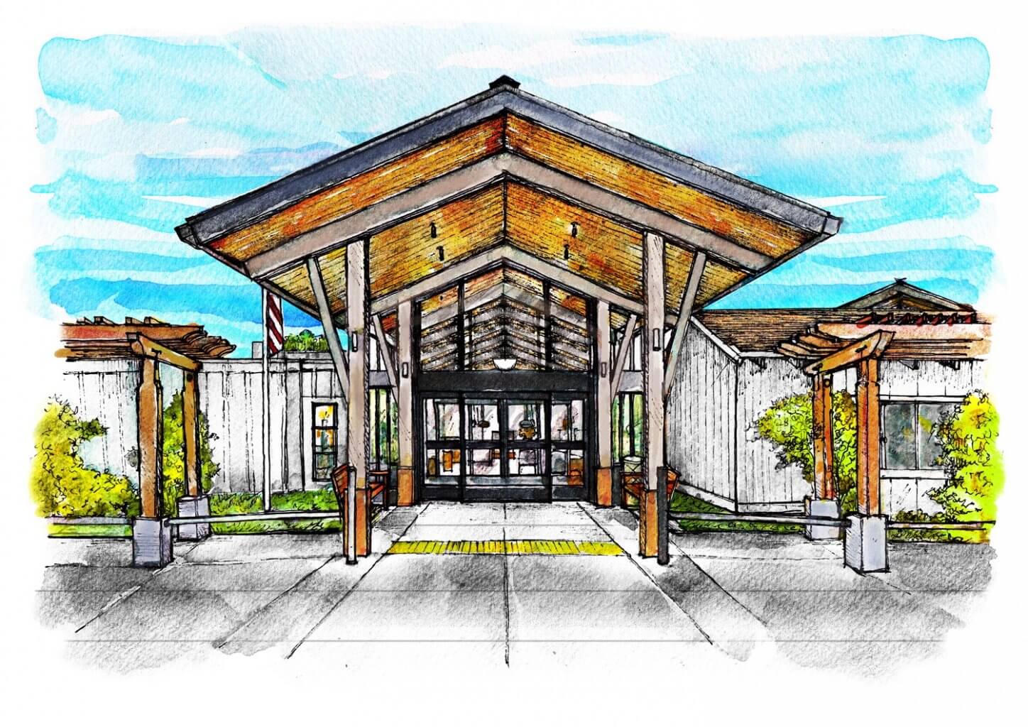 watercolor of front entrance
