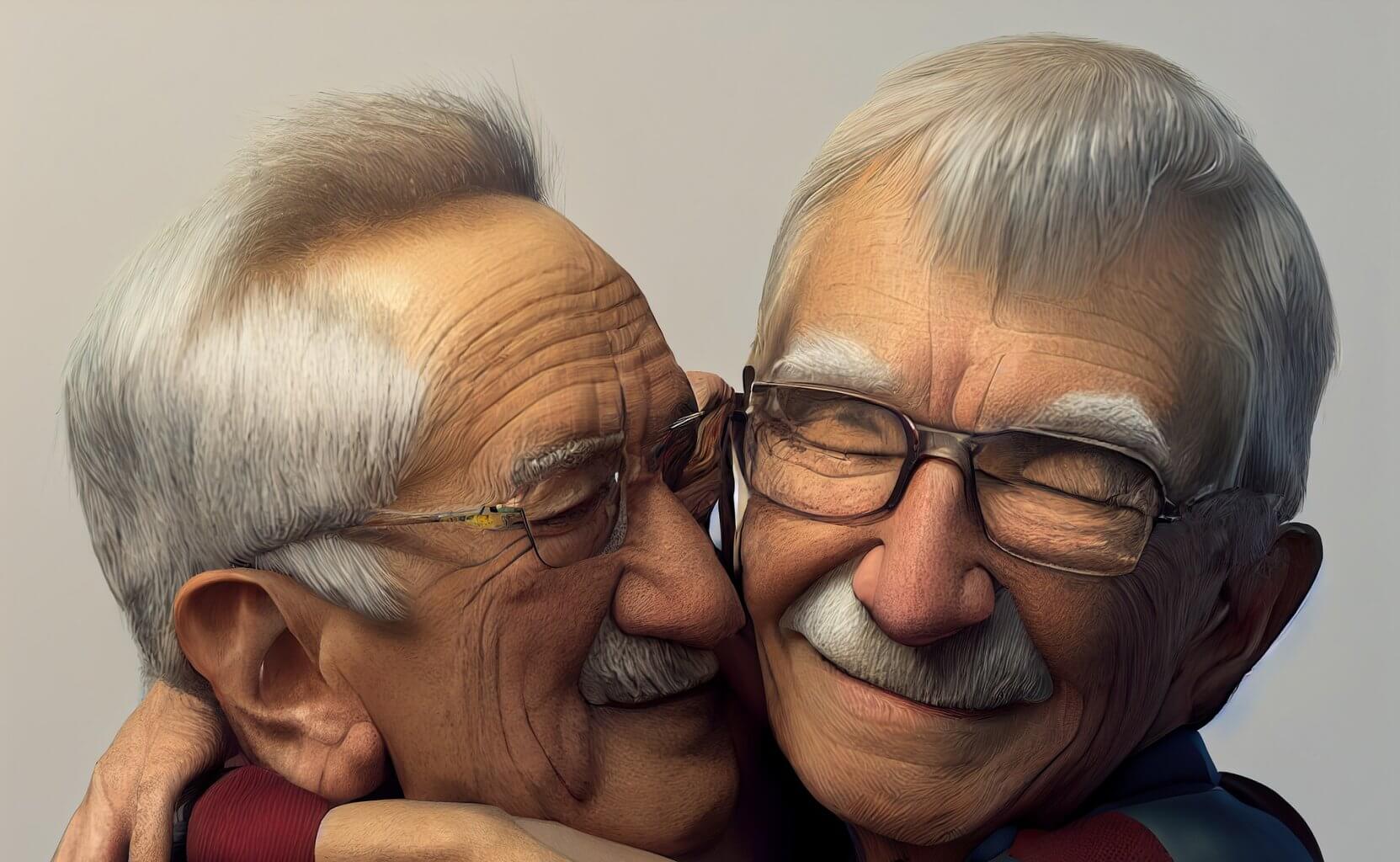 two older men embracing